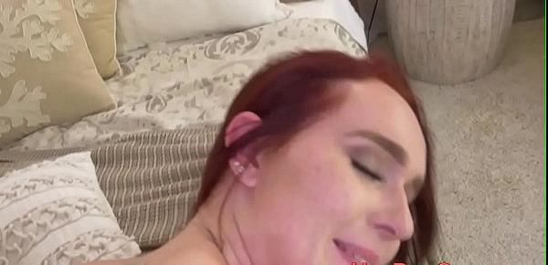  Redheaded teen gets pov facial